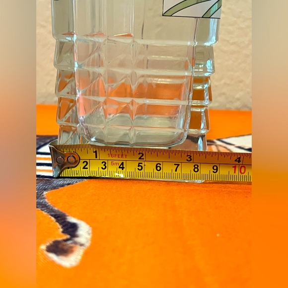 Vintage Geometric Vase Made in Italy Numbered Pressed Glass With Flower Decals - Picture 10 of 10